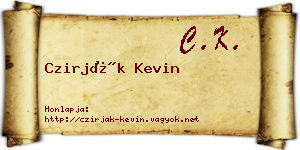 Czirják Kevin névjegykártya